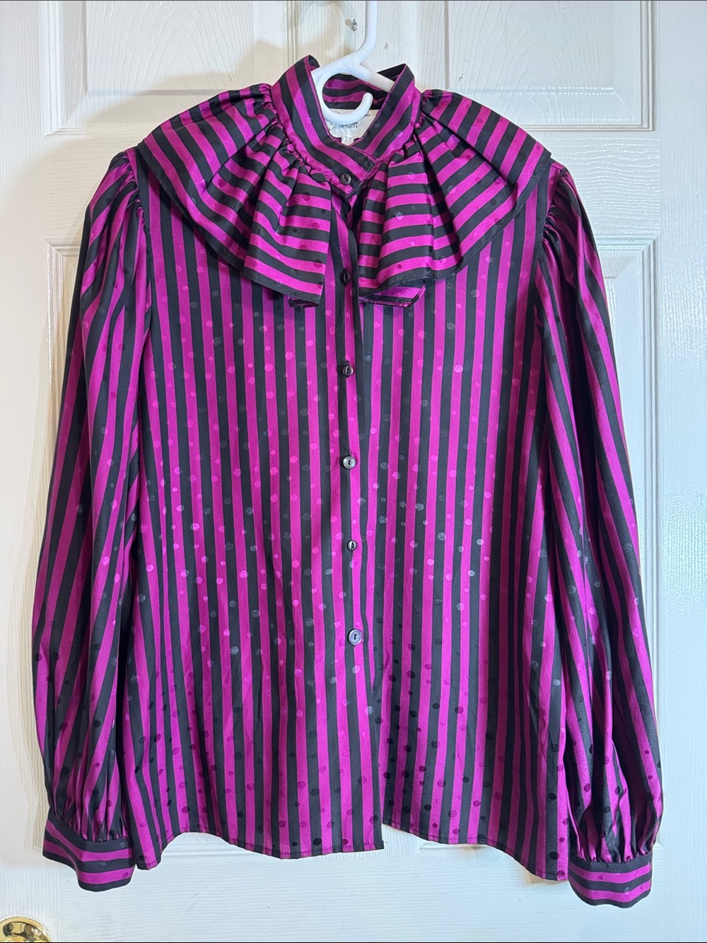 Oscar de la Renta Sport Vintage Purple and Black Striped Balloon Sleeves  Sz 14